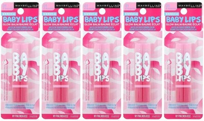 5 Pack: Maybelline Baby Lips Moisturizing Lip Balm #01 My Pink/Mon Rose 0.15 oz