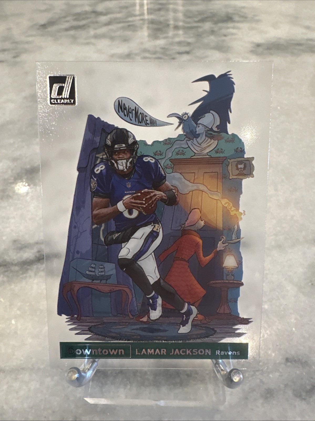 2021 Panini Donruss Lamar Jackson Clearly Downtown Case Hit Ravens. Rare!!!