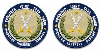 COMBINED JOINT TASK FORCE OPERATION INHERENT RESOLVE PATCH |2PC HOOK BACK  3''x3''