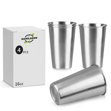 16 oz Stainless Steel Pint Cups, Stainless Steel Cup water Tumbler, Stackable
