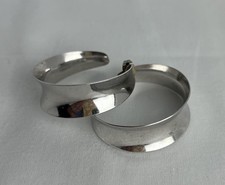 Large modern Sterling Silver Hoops with Conca...