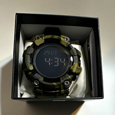 Digital Camouflage Sport Round Wristwatch Black Dial Green/Black w/ Box