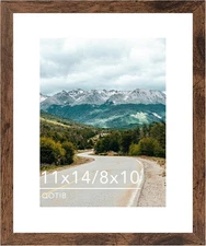 Deep Brown 11x14 Picture Frame with 8x10 Mat for Wall Display