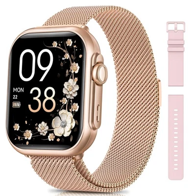 SWGOTA Smartwatch Damen 1000mAh Akku 1.83" Armbanduhr Roségold Fitnessuhr Android iOS