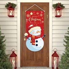Christmas Banner Snowman Door Decorations Christmas Hanging Welcome Banner Do...