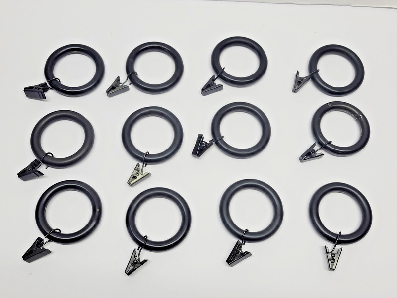 POTTERY BARN CURTAIN CLIP RINGS BLACK SET OF 12