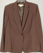 Garfield  Marks Jacket Blazer Dalton Womens 10 Brown Pockets Stripes Lined USA