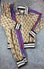 GUCCI Jersey GG Jacquard Cotton Jacket Track Suit 2XL All Over Print Brown