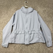 Nike Everything Woven Jacket Women Medium Oversized Hooded Blue FN3669-440 Nylon