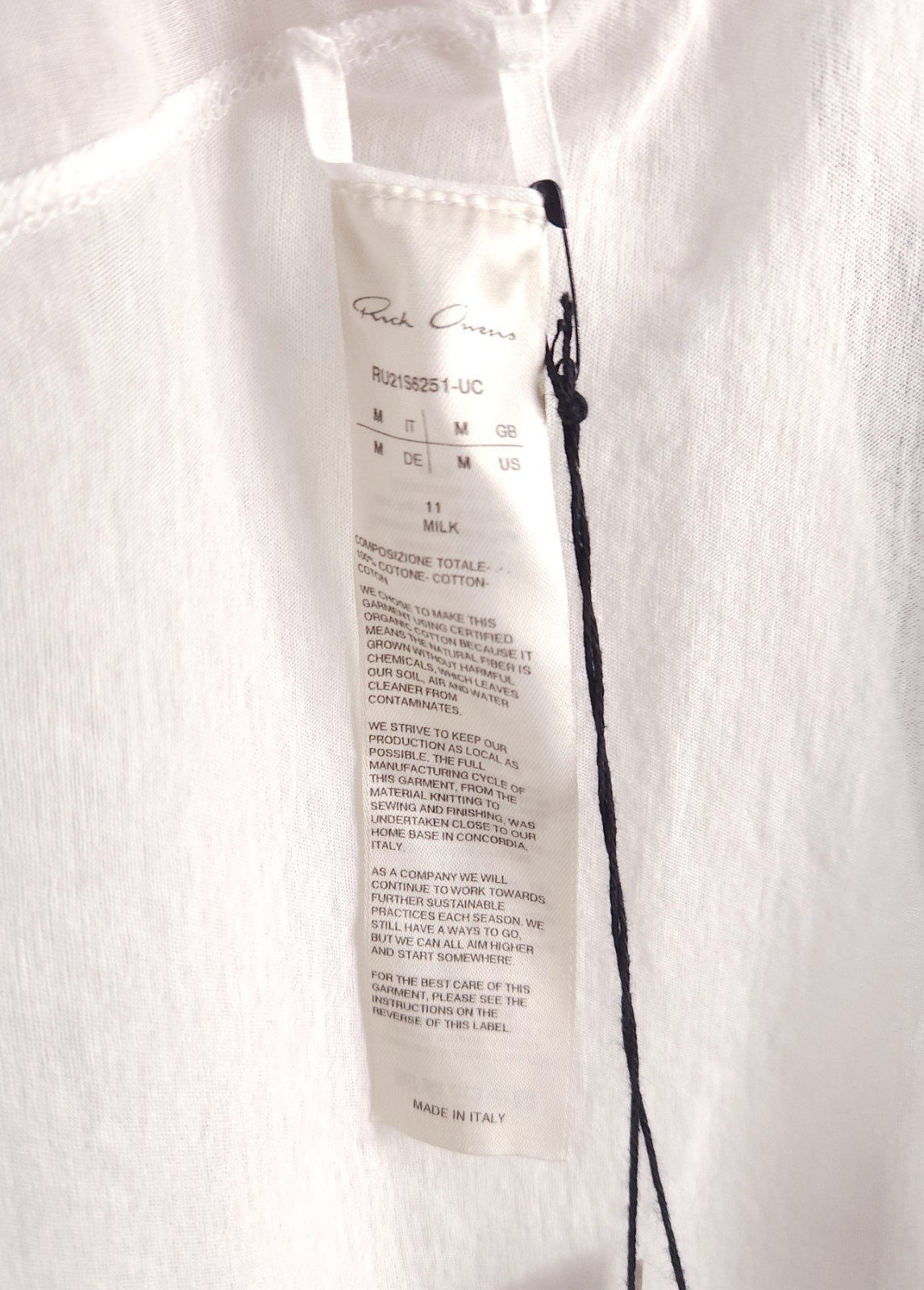 Rick Owens Basic SS T-Shirt M Mens Milk Phlegethon S/S 21