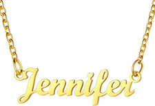 Name Necklace Personalized, Stainless Steel 18K Gold Plated Nameplate Jewelry fo