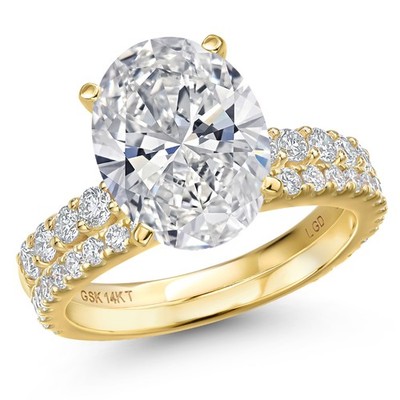 1-5 Ct Lab Grown Diamond Ring 14K Yellow Gold Wedding Band Bridal Set IGI EF VS