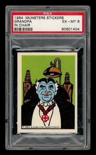 1964 Munsters Stickers Set-Break Grandpa In Chair PSA 6 EX-MT