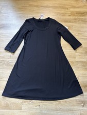 NWT Karen Kane dress long black stretch 3/4 slvs EZ POPOVER TRAVEL Large L USA