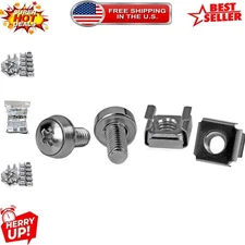 Silver M6 Screws & Cage Nuts - 50 Pack for Professional Rack Mounting