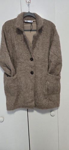 ZARA Women’s Fuzzy Teddy Coat Abrigo Peluche Beige
