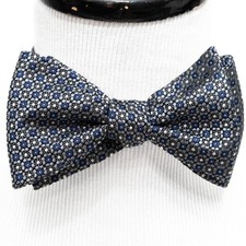 Daniel Cremieux Blue Geometric Circle 100 Silk Self Tie Bow Tie