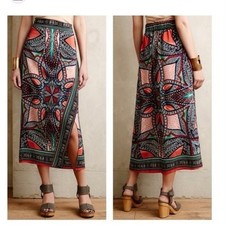 Anthropologie Maeve Geoda Skirt Mini Faux Wrap Elastic Waist Size2