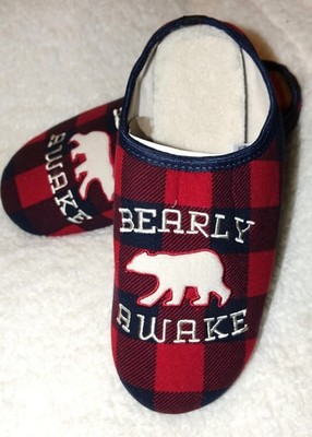 M&S HERREN KARIERTE ''BEARLY AWAKE'' PANTOLETTE HAUSSCHUHE GRÖSSE 9 - NEU MIT ETIKETT