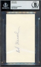 Bob Meusel Beckett BAS Signed 3x5 Index Card Autographed