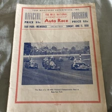 1950 June 100 Miles Ntl Championship Racing Program. WI State Fair