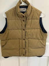 Vintage LL Bean Puffer Vest Tan With Blue Lining