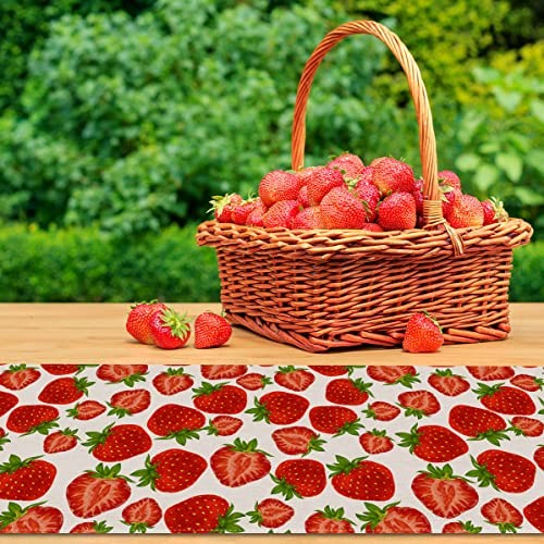 Erdbeere Tischläufer Frühling Sommer Obst Erdbeere Motiv Geburtstag Baby - Bild 6 von 6