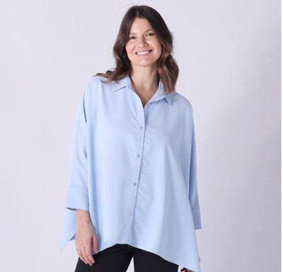 Wynne Layers Size Medium Drapey Twill Unstructured Shirt Marlawynne Blue New