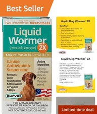 Durvet 2X Liquid Wormer for Dogs Cats, 2-Ounce - Fast and Effective Relief