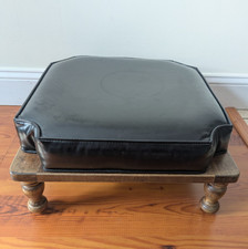 Vintage ETHAN ALLEN Baumritter Black Vinyl Stacking Footstool Square Ottoman #4