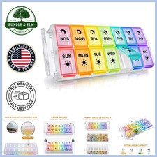 Compact Weekly AM PM Pill Box with Durable Detachable Base - Health Essentials