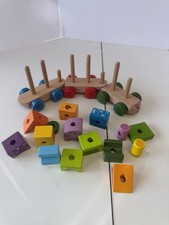 Hape Wooden Stacking Train Preschool Toy for Ages 2 and Up