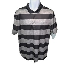 Nike Golf Dri-Fit Victory Bold Striped Men  s Polo Shirt Black/Grey Size Large
