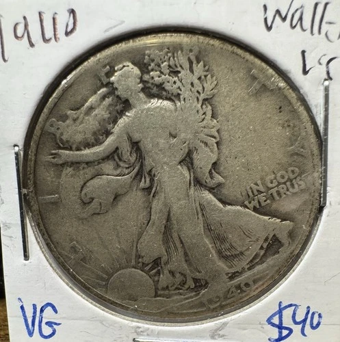 1940  P 50C Silver Walking Liberty Half Dollar VF