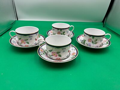 Set 4 Tiffany & Co. AMERICAN GARDEN Cup and Saucer Sets Limoges France