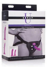 Strap U Double-g Deluxe Vibrating Comfortable Silicone Strap On Kit, New