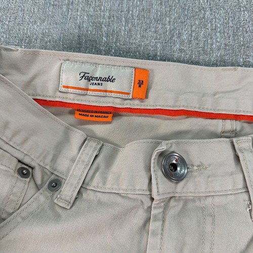 Faconnable Jeans Mens 33x30 Beige Modele F40 Straight Stretch Golf - Picture 4 of 12