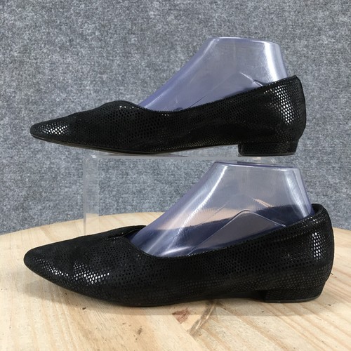 Van Eli Shoes Womens 8 Ganet Slip On Pointed Ballet Flats Black Faux Leather - Picture 2 of 18