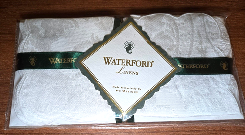 Waterford Linens Clarendon Pattern Cocktail Napkins Pearl Set Of 4 Unused NIP - Picture 3 of 4