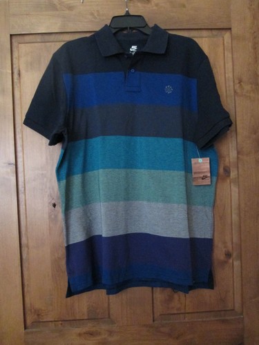 NIKE SPORTSWEAR TRAINING COLLARED MULTI STRIPE KNIT TOP/SHIRT MENS SZ XL NWT