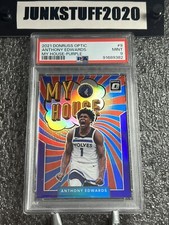 2021-22 Donruss Optic Anthony Edwards PSA 9 Purple Prizm Holo SP #9 Mint T-wolve