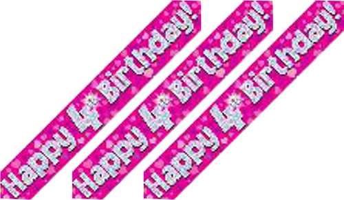 4th BIRTHDAY- AGE 4 - FEMALE -GIRL-FOIL BALLOON DISPLAY-TABLE CENTREPIECE-BANNER - Picture 2 of 5