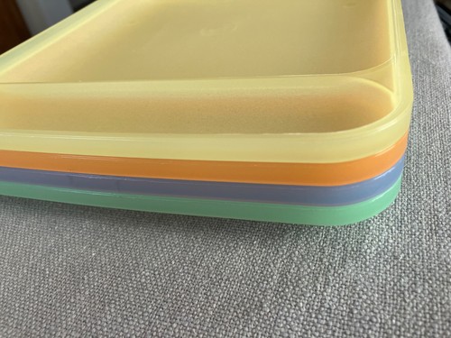 Vintage Tupperware Divided Food Trays (4) Spring Translucent Colors 1535 15x9 - Picture 5 of 15