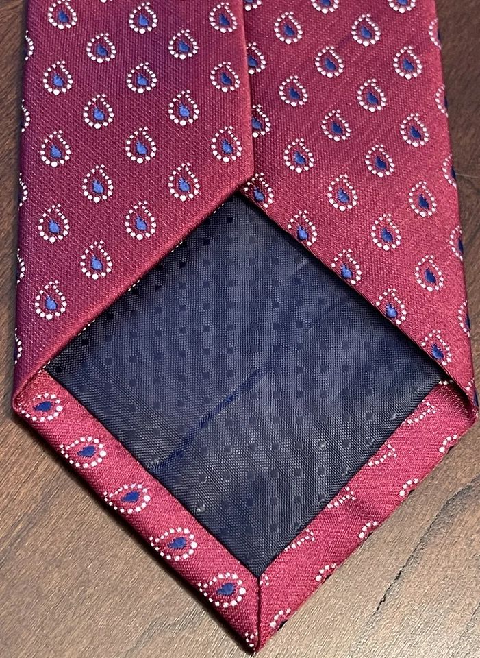 Gravata masculina Creazioni Tucci Firenze vermelha azul 100 seda - Imagem 2 de 4