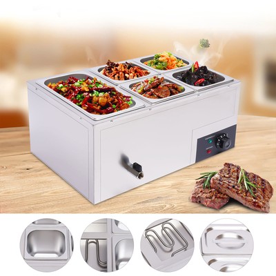 5 Pans Commercial Food Warmer Catering Restaurant Buffet Bain Marie Steam Table
