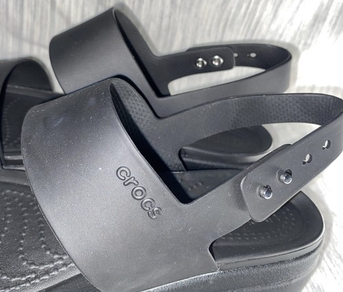 Crocs Brooklyn Low Wedge Black Sandals 206453 060 Size 7 - Picture 3 of 8