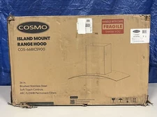 Cosmo 36" 380 CFM Ducted Island Range Hood Kitchen Hood in Stainless Steel