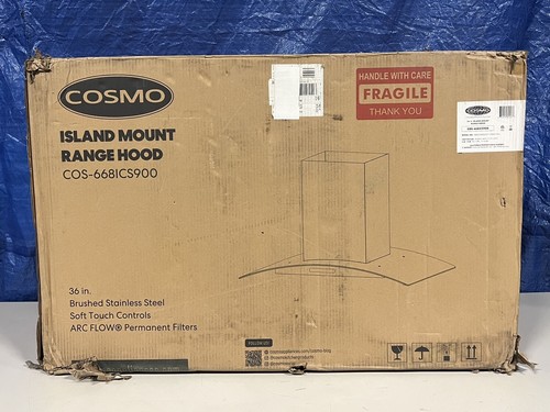 Cosmo 36" 380 CFM Ducted Island Range Hood Kitchen Hood in Stainless Steel - Picture 1 of 6