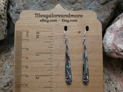 Handcrafted Abalone Sterling Silver 925 Filigree Earrings French Wire NEW N76 - Picture 7 of 8