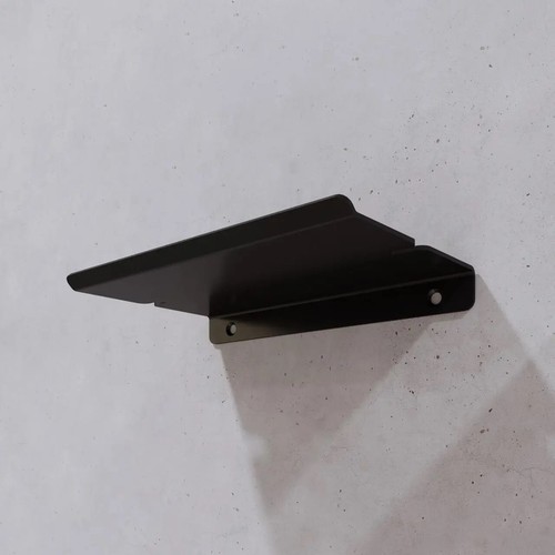 Black floating wall shelf, Modern metal wall shelf, Small geometric phone shelf - Picture 2 of 6